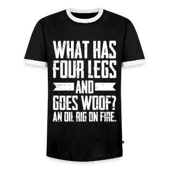 Oil Field Oil Rig Humor - Men's Ringer Shirt - black/white - Front - AI Model Female 172 light (172cm) & AI Model Male 178 light (178cm)