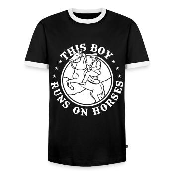 Pferd Reitsport Junge Ausdauerreiten - Männer Kontrast-T-Shirt - Schwarz/Weiß - Vorne - AI Model Female 172 light (172cm) & AI Model Male 178 light (178cm)