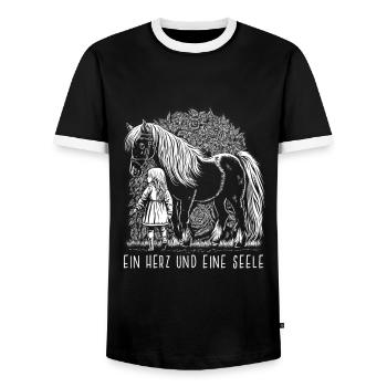 Ein Herz und eine Seele - Männer Kontrast-T-Shirt - Schwarz/Weiß - Vorne - AI Model Female 172 light (172cm) & AI Model Male 178 light (178cm)