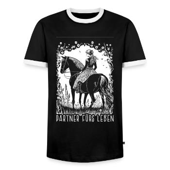 Partner fürs Leben - Männer Kontrast-T-Shirt - Schwarz/Weiß - Vorne - AI Model Female 172 light (172cm) & AI Model Male 178 light (178cm)