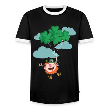 Ireland Irish Leprechaun St Patrick's Day Funny - Men's Ringer Shirt - black/white - Front - AI Model Female 172 light (172cm) & AI Model Male 178 light (178cm)