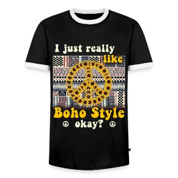 Hippie Peace Groovy Flowerpower Boho Woodstock - T-shirt contrasté Homme - noir/blanc - Devant - AI Model Female 172 light (172cm) & AI Model Male 178 light (178cm)