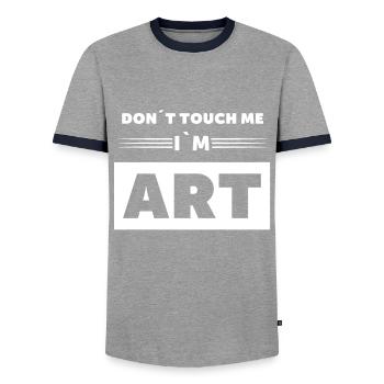 Funny Art Design for an Artist - Men's Ringer Shirt - grey/navy  - Front - AI Model Female 172 light (172cm) & AI Model Male 178 light (178cm)