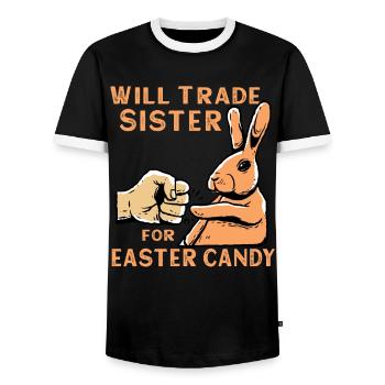 Will Trade Sister For Easter Candy - Männer Kontrast-T-Shirt - Schwarz/Weiß - Vorne - AI Model Female 172 light (172cm) & AI Model Male 178 light (178cm)
