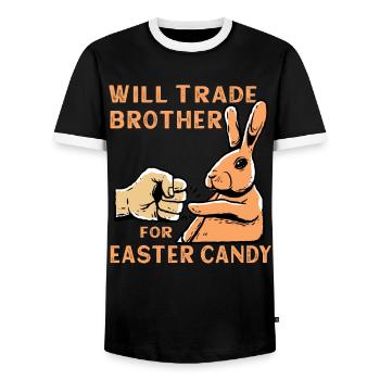 Will Trade Brother For Easter Candy - Männer Kontrast-T-Shirt - Schwarz/Weiß - Vorne - AI Model Female 172 light (172cm) & AI Model Male 178 light (178cm)