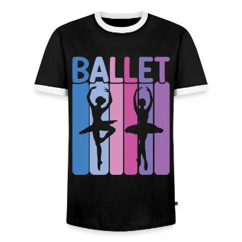 Ballet - Men's Ringer Shirt - black/white - Front - AI Model Female 172 light (172cm) & AI Model Male 178 light (178cm)