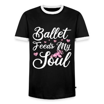 Ballet - Men's Ringer Shirt - black/white - Front - AI Model Female 172 light (172cm) & AI Model Male 178 light (178cm)