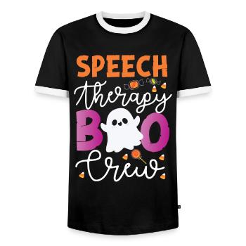 Assistant orthophoniste - T-shirt contrasté Homme - noir/blanc - Devant - AI Model Female 172 light (172cm) & AI Model Male 178 light (178cm)