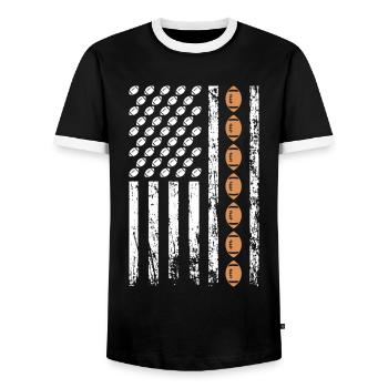 American Sports Rugby Flag Football Athletic - Men's Ringer Shirt - black/white - Front - AI Model Female 172 light (172cm) & AI Model Male 178 light (178cm)