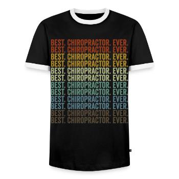 Meilleur. Chiropracteur. jamais. Chiroprak - T-shirt contrasté Homme - noir/blanc - Devant - AI Model Female 172 light (172cm) & AI Model Male 178 light (178cm)