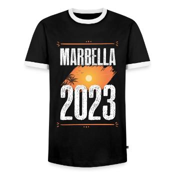 Marbella 2023 - T-shirt contrasté Homme - noir/blanc - Devant - AI Model Female 172 light (172cm) & AI Model Male 178 light (178cm)