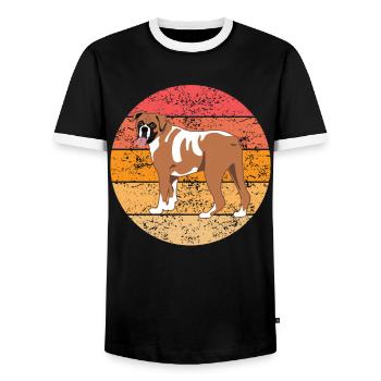 Boxer Allemand Chien Dog Lovers Cadeau Rétro - T-shirt contrasté Homme - noir/blanc - Devant - AI Model Female 172 light (172cm) & AI Model Male 178 light (178cm)