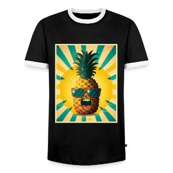 Ananas Sommer Veganer Obst Vegetarier Fructaner - Männer Kontrast-T-Shirt - Schwarz/Weiß - Vorne - AI Model Female 172 light (172cm) & AI Model Male 178 light (178cm)