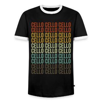 Violoncelle Violoncelle Violoncelliste Joueur - T-shirt contrasté Homme - noir/blanc - Devant - AI Model Female 172 light (172cm) & AI Model Male 178 light (178cm)