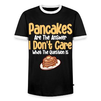 Pancakes Food Lover Best Pancake Maker - Men's Ringer Shirt - black/white - Front - AI Model Female 172 light (172cm) & AI Model Male 178 light (178cm)