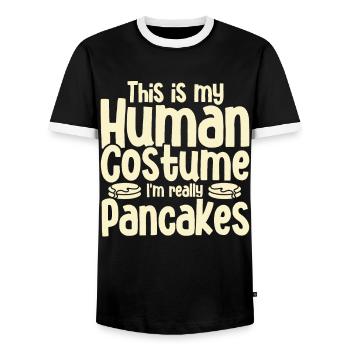 Pancakes Food Lover Best Pancake Maker - Men's Ringer Shirt - black/white - Front - AI Model Female 172 light (172cm) & AI Model Male 178 light (178cm)