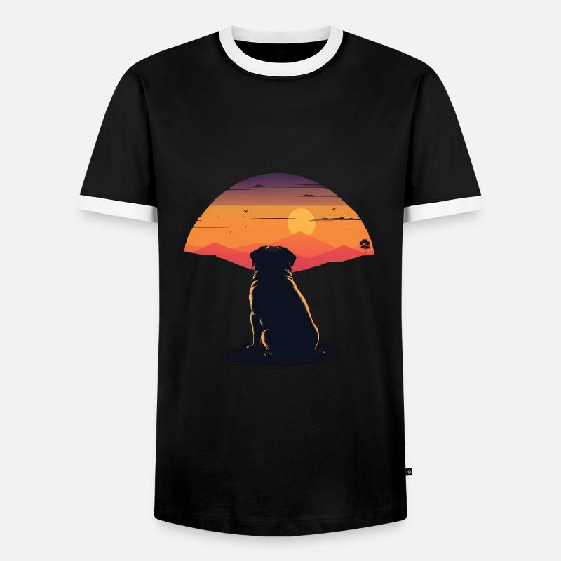 Pug Sunset - Men's Ringer Shirt - black/white