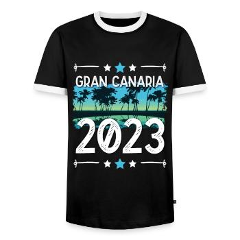 Gran Canaria 2023 - Men's Ringer Shirt - black/white - Front - AI Model Female 172 light (172cm) & AI Model Male 178 light (178cm)