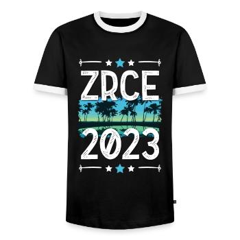 Zrce 2023 - T-shirt contrasté Homme - noir/blanc - Devant - AI Model Female 172 light (172cm) & AI Model Male 178 light (178cm)