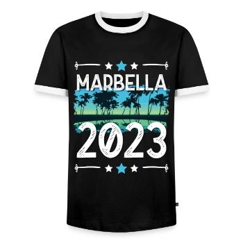 Marbella 2023 - T-shirt contrasté Homme - noir/blanc - Devant - AI Model Female 172 light (172cm) & AI Model Male 178 light (178cm)