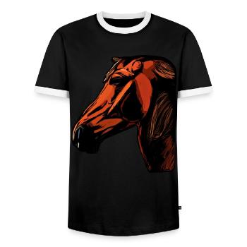 Horse Animal Motif - Men's Ringer Shirt - black/white - Front - AI Model Female 172 light (172cm) & AI Model Male 178 light (178cm)