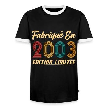 Fabriqué en 2003 Vintage cadeau d'anniversaire - T-shirt contrasté Homme - noir/blanc - Devant - AI Model Female 172 light (172cm) & AI Model Male 178 light (178cm)