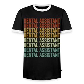 Dental Assistant Dentist Orthodontist Student - Men's Ringer Shirt - black/white - Front - AI Model Female 172 light (172cm) & AI Model Male 178 light (178cm)