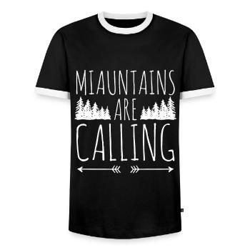 Cat Kitten Mountains Hiking Climbing Outdoor - Men's Ringer Shirt - black/white - Front - AI Model Female 172 light (172cm) & AI Model Male 178 light (178cm)