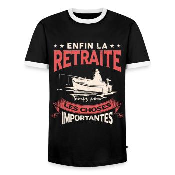 Humour Pêche Retraite Pêcheur - T-shirt contrasté Homme - noir/blanc - Devant - AI Model Female 172 light (172cm) & AI Model Male 178 light (178cm)