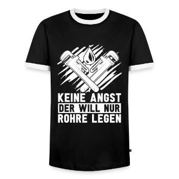 Rohrleitungsbauer Witzig - Männer Kontrast-T-Shirt - Schwarz/Weiß - Vorne - AI Model Female 172 light (172cm) & AI Model Male 178 light (178cm)