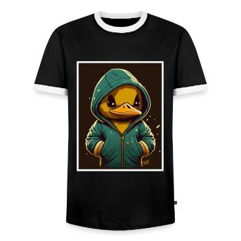 Vogel Ente Gans Morgenmuffel Sarkasmus Kollege - Männer Kontrast-T-Shirt - Schwarz/Weiß - Vorne - AI Model Female 172 light (172cm) & AI Model Male 178 light (178cm)
