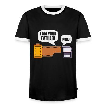 Photographie Je suis ton père! Non! Photographe - T-shirt contrasté Homme - noir/blanc - Devant - AI Model Female 172 light (172cm) & AI Model Male 178 light (178cm)