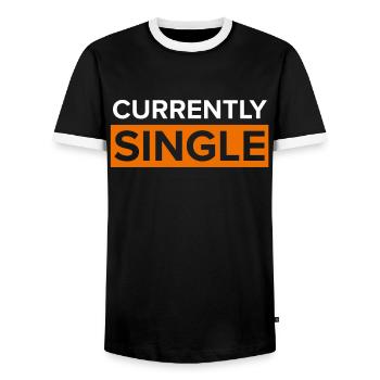 Holiday Friends I'm Single Party - Men's Ringer Shirt - black/white - Front - AI Model Female 172 light (172cm) & AI Model Male 178 light (178cm)