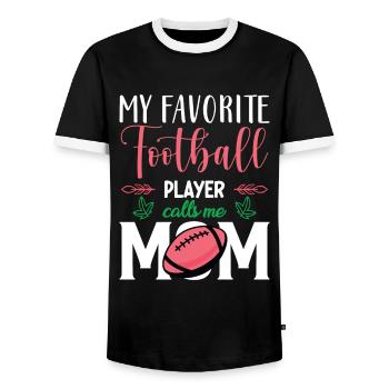 Footballer Mutter Mom favorite Football Player - Männer Kontrast-T-Shirt - Schwarz/Weiß - Vorne - AI Model Female 172 light (172cm) & AI Model Male 178 light (178cm)