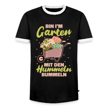 Hobbygärtner Garten Hummel - Männer Kontrast-T-Shirt - Schwarz/Weiß - Vorne - AI Model Female 172 light (172cm) & AI Model Male 178 light (178cm)