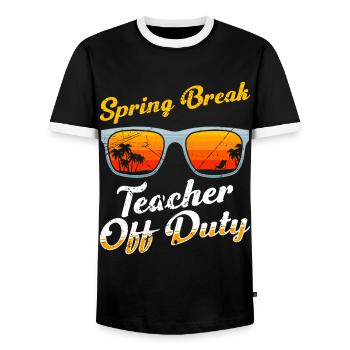 Enseignant de la semaine de relâche Enseignant en congé scolaire - T-shirt contrasté Homme - noir/blanc - Devant - AI Model Female 172 light (172cm) & AI Model Male 178 light (178cm)