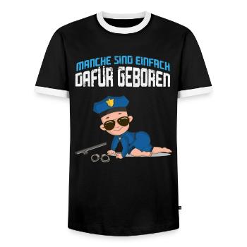 Polizistin Beamte Polizeibeamter Polizei Geschenk - Männer Kontrast-T-Shirt - Schwarz/Weiß - Vorne - AI Model Female 172 light (172cm) & AI Model Male 178 light (178cm)