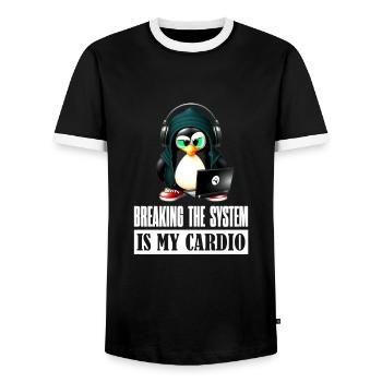 Breaking The System is My Cardio for Hackers and - Männer Kontrast-T-Shirt - Schwarz/Weiß - Vorne - AI Model Female 172 light (172cm) & AI Model Male 178 light (178cm)