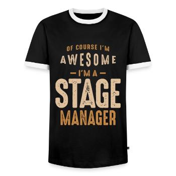 Stage Manager - Men's Ringer Shirt - black/white - Front - AI Model Female 172 light (172cm) & AI Model Male 178 light (178cm)