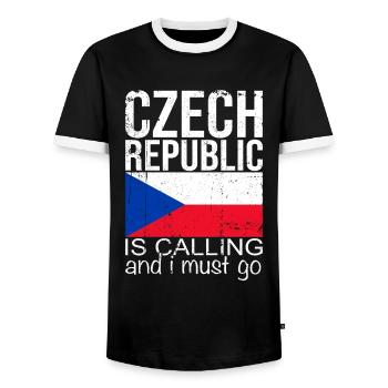 Czechia - Men's Ringer Shirt - black/white - Front - AI Model Female 172 light (172cm) & AI Model Male 178 light (178cm)