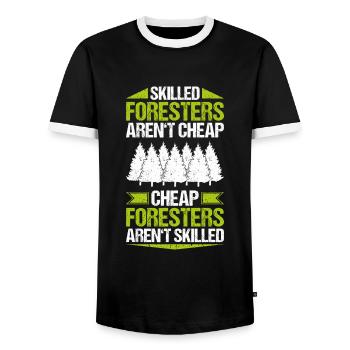 Forestier Forestier Forestier Travailleurs forestiers Forêt - T-shirt contrasté Homme - noir/blanc - Devant - AI Model Female 172 light (172cm) & AI Model Male 178 light (178cm)