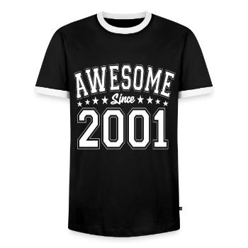 Awesome Since 2001 Birthday 2001 Vintage 2001 - Men's Ringer Shirt - black/white - Front - AI Model Female 172 light (172cm) & AI Model Male 178 light (178cm)