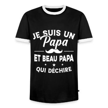 Je suis un Papa et Beau Papa qui déchire Cadeau - T-shirt contrasté Homme - noir/blanc - Devant - AI Model Female 172 light (172cm) & AI Model Male 178 light (178cm)
