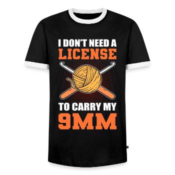 I Do Not Need A License To Carry My 9MM - Männer Kontrast-T-Shirt - Schwarz/Weiß - Vorne - AI Model Female 172 light (172cm) & AI Model Male 178 light (178cm)
