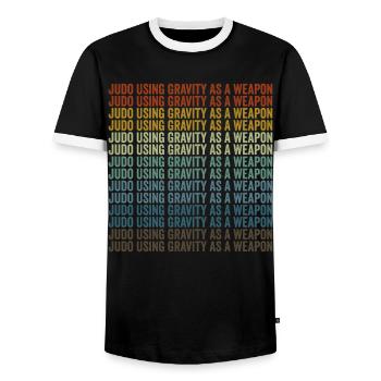 Judo Gravity as a weapon Judo Martial Arts - Men's Ringer Shirt - black/white - Front - AI Model Female 172 light (172cm) & AI Model Male 178 light (178cm)
