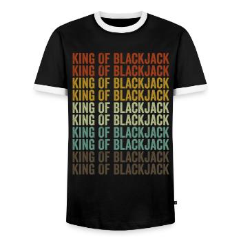 Roi du Blackjack Blackjack Gambler Casino King - T-shirt contrasté Homme - noir/blanc - Devant - AI Model Female 172 light (172cm) & AI Model Male 178 light (178cm)