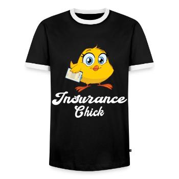 Funny Insurance Sales Representative - Men's Ringer Shirt - black/white - Front - AI Model Female 172 light (172cm) & AI Model Male 178 light (178cm)