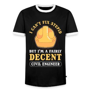 I Can't Fix Stupid Civil Engineer Civil - Men's Ringer Shirt - black/white - Front - AI Model Female 172 light (172cm) & AI Model Male 178 light (178cm)