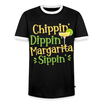 Chippin' Dippin' Margarita Sippin' Margarita Drink - Männer Kontrast-T-Shirt - Schwarz/Weiß - Vorne - AI Model Female 172 light (172cm) & AI Model Male 178 light (178cm)