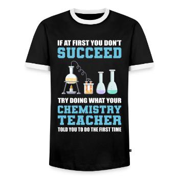 Professeur de chimie Professeur de sciences - T-shirt contrasté Homme - noir/blanc - Devant - AI Model Female 172 light (172cm) & AI Model Male 178 light (178cm)